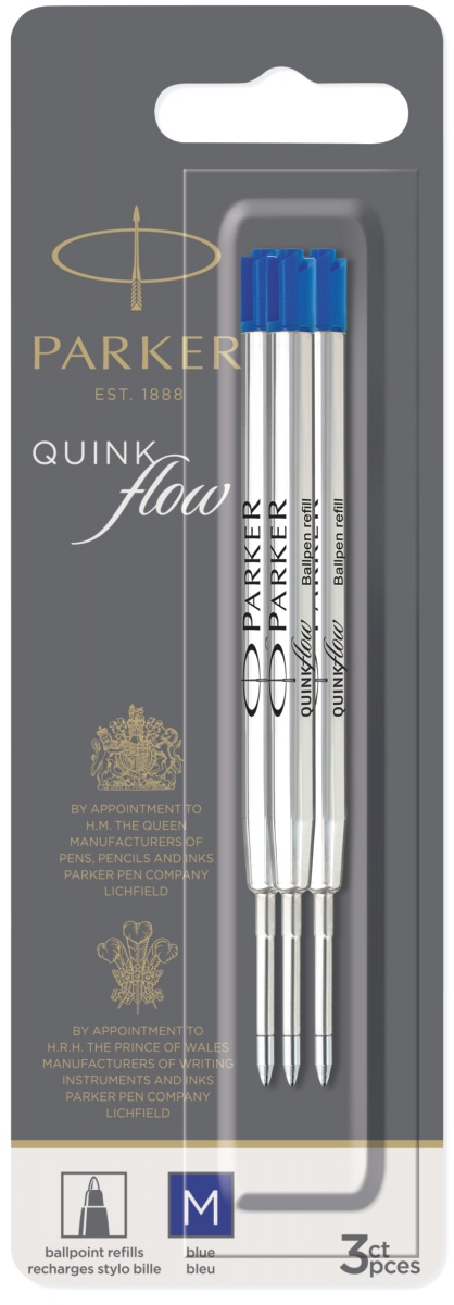 Синий шариковый стержень Parker QuinkFlow Z08 (M - 1мм), в блистере (3шт)